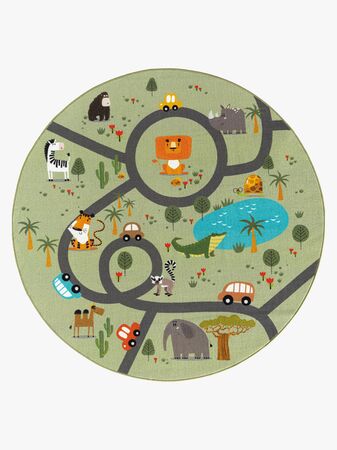 KMCarpets Play Animals Rund Matta 120, Grön