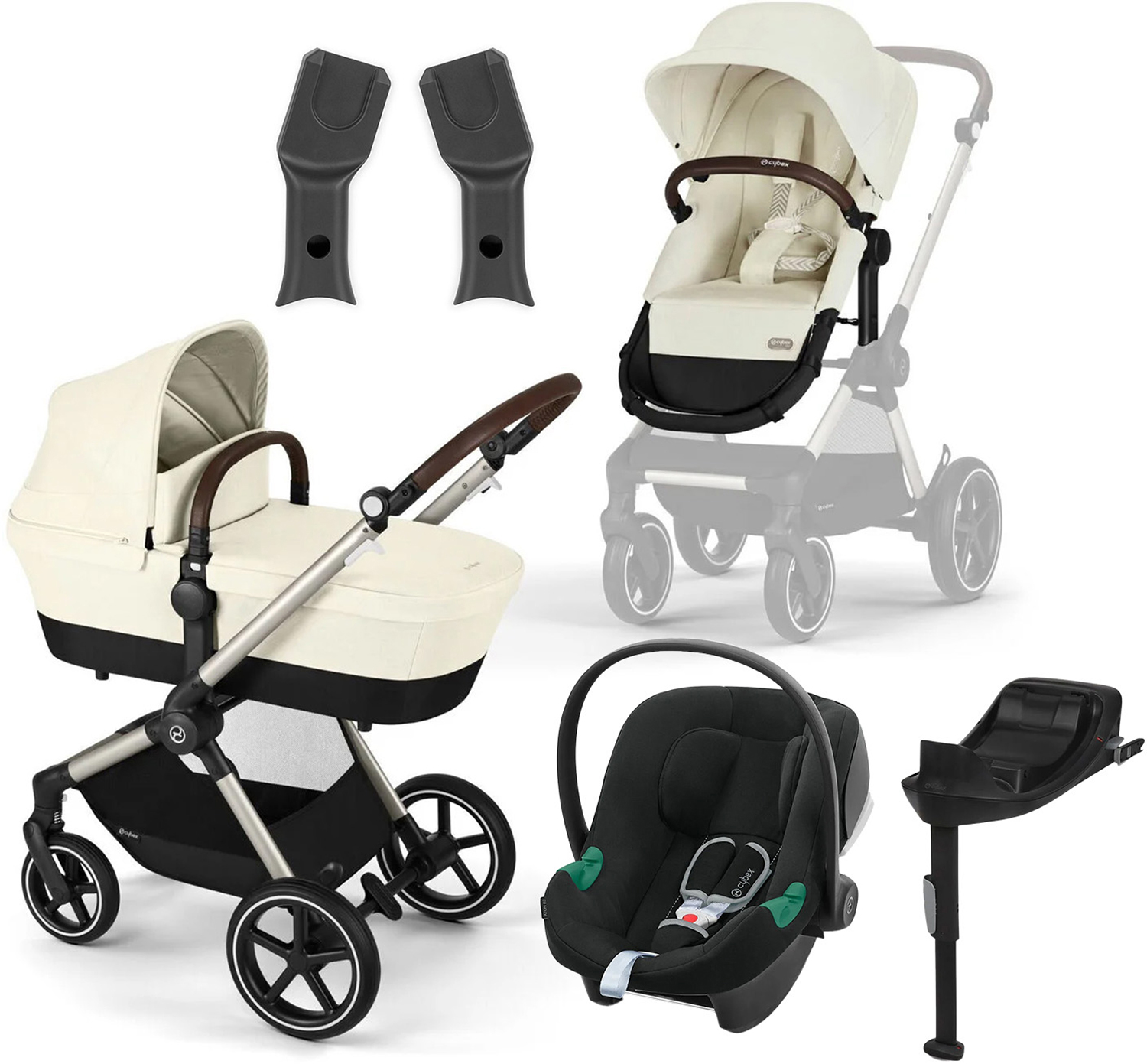 Cybex EOS Lux Duovagn inkl. Aton B2 &  Bas Taupe/Seashell Beige