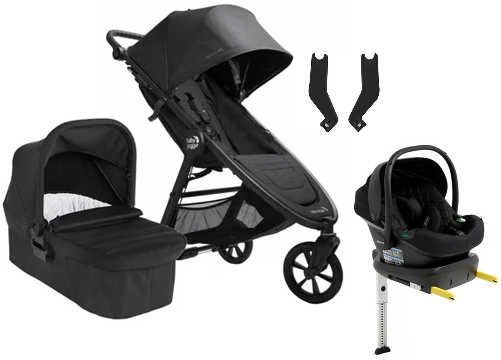 Baby Jogger City Mini GT 2.1 Duovagn inkl. Beemoo Route Babyskydd &  Bas Opulent Black/Black Stone