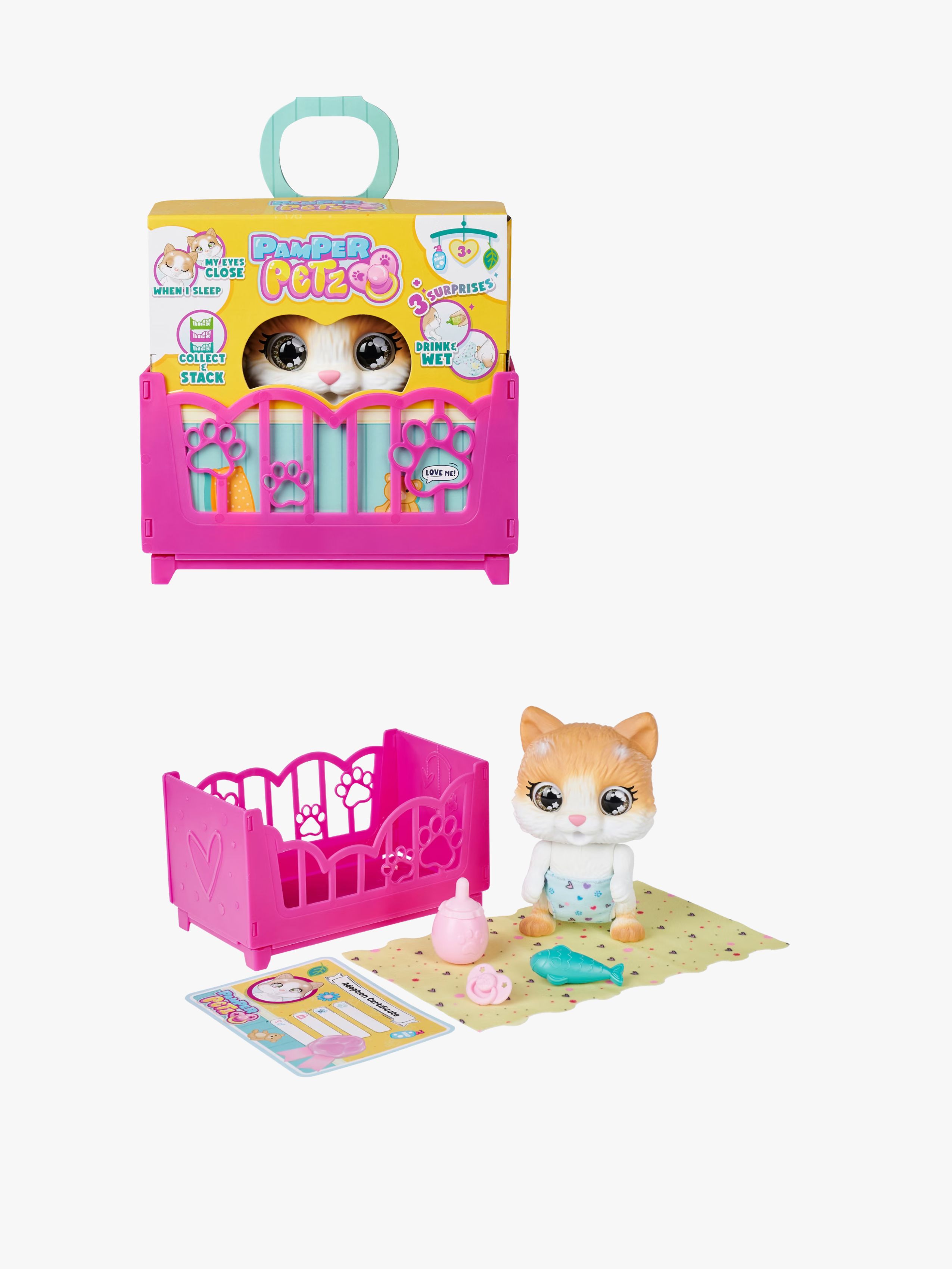 Pamper Petz Interativ Katt Med Tillbehör 15 cm
