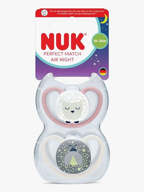 NUK Perfect Match Air Night Napp 2-Pack Stl 3, Sheep