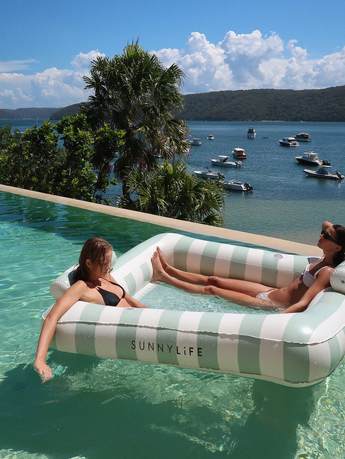 SUNNYLiFE Lux Twin Flytande Hammock, The Vacay Soft Olive