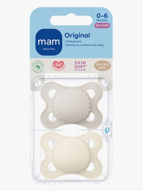MAM Original Nappar Silikon 2-Pack 0-6m, Neutral