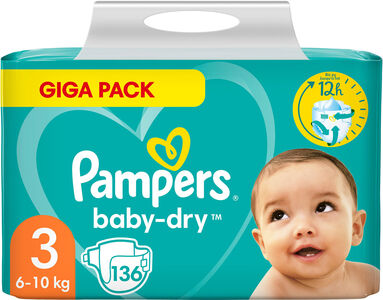 Pampers Baby-Dry Blöja Stl 3 6–10 kg 136-pack