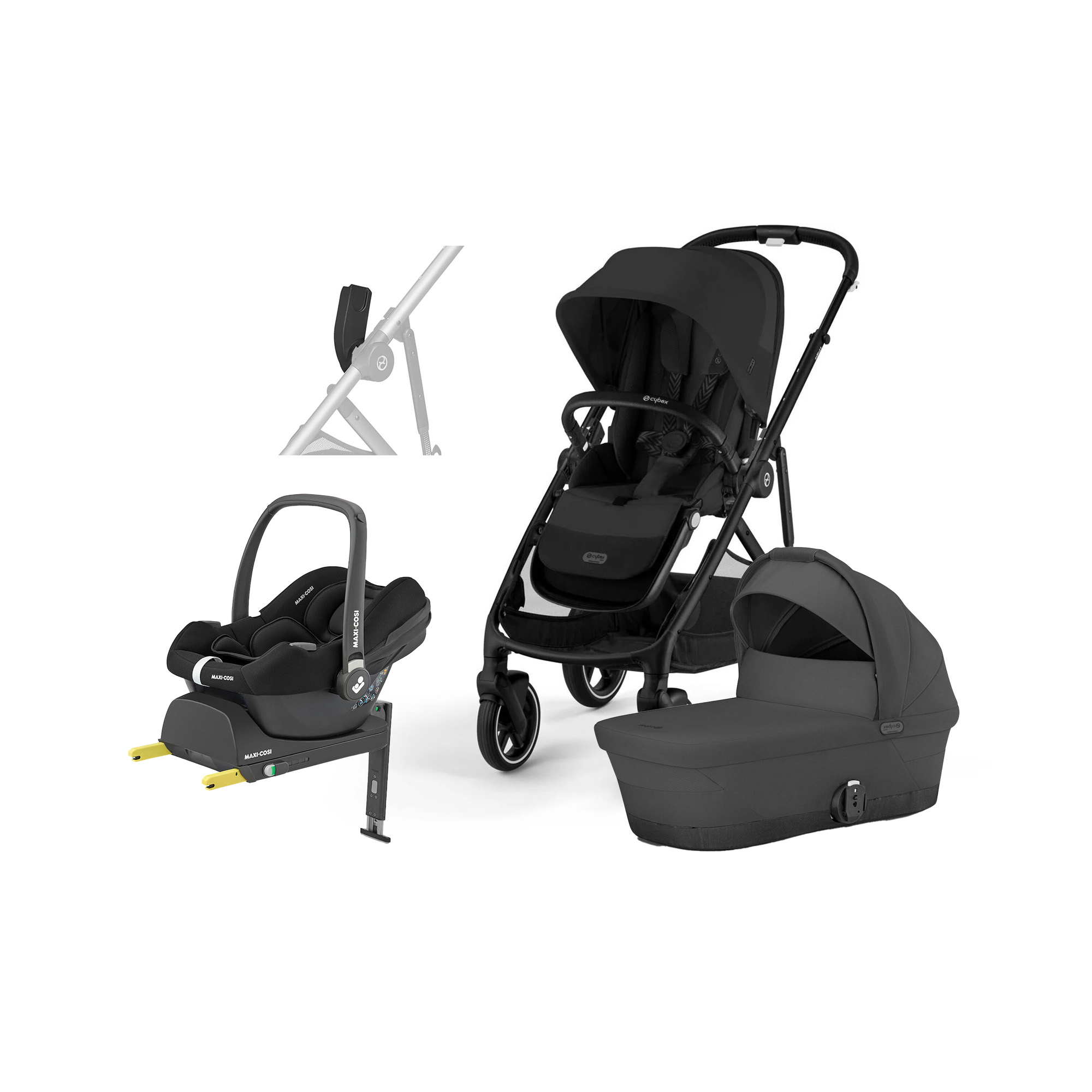 Cybex GAZELLE S Duovagn inkl. Maxi-Cosi CabrioFix &  Bas, Moon Black/Black