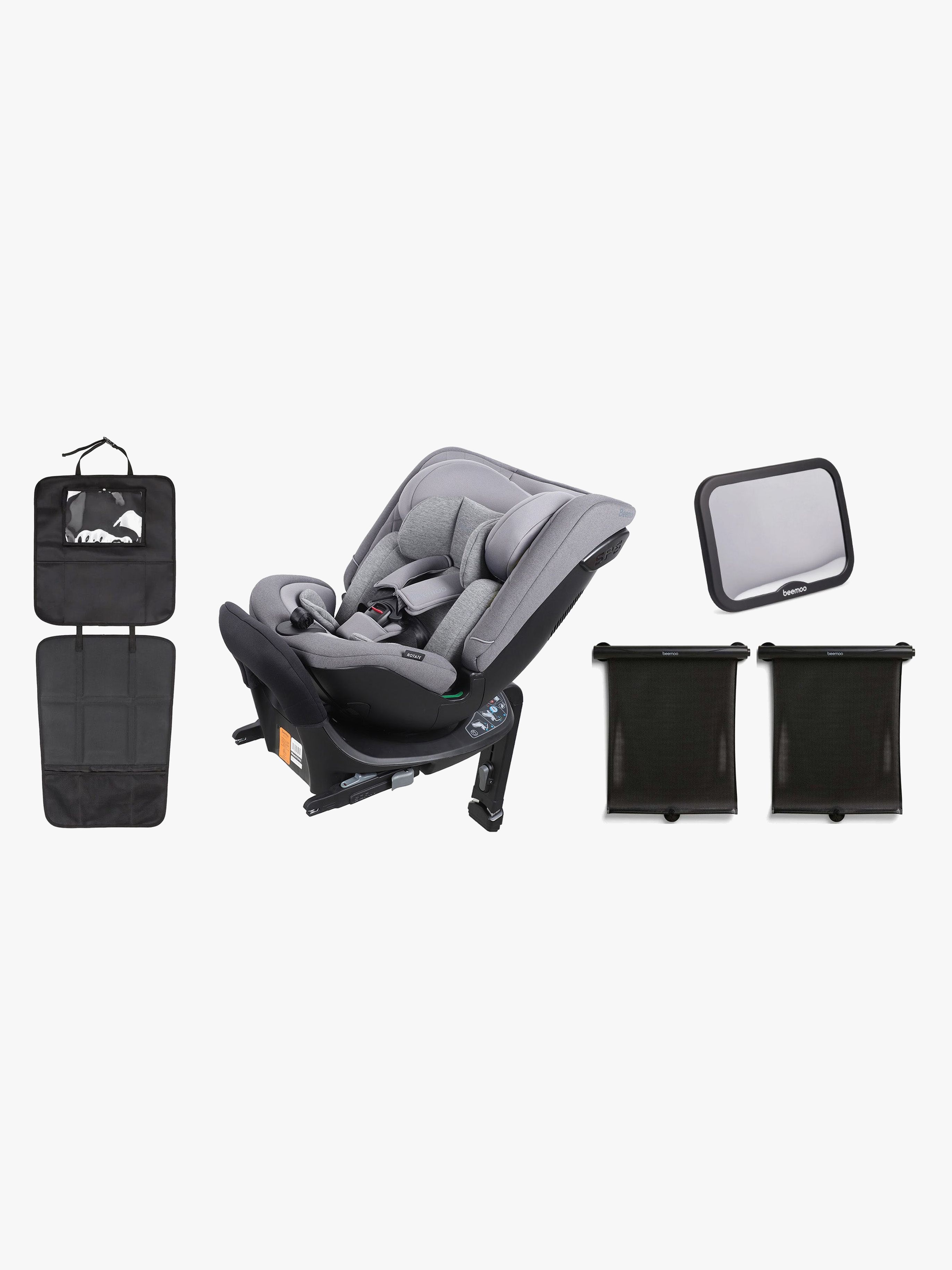 Beemoo Rotate i-Size Vändbar Bilbarnstol inkl. Tillbehör, Mineral Grey