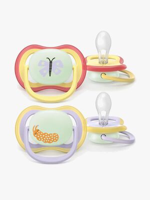 Philips Avent Ultra Air Napp Natt 0–6m 2-Pack, Gul/Lila
