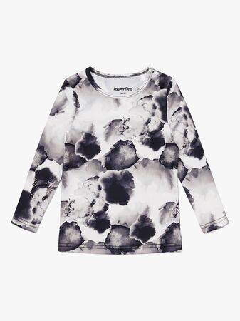 Hyperfied Long Sleeve Logo Top, Black/Grey Watercolor
