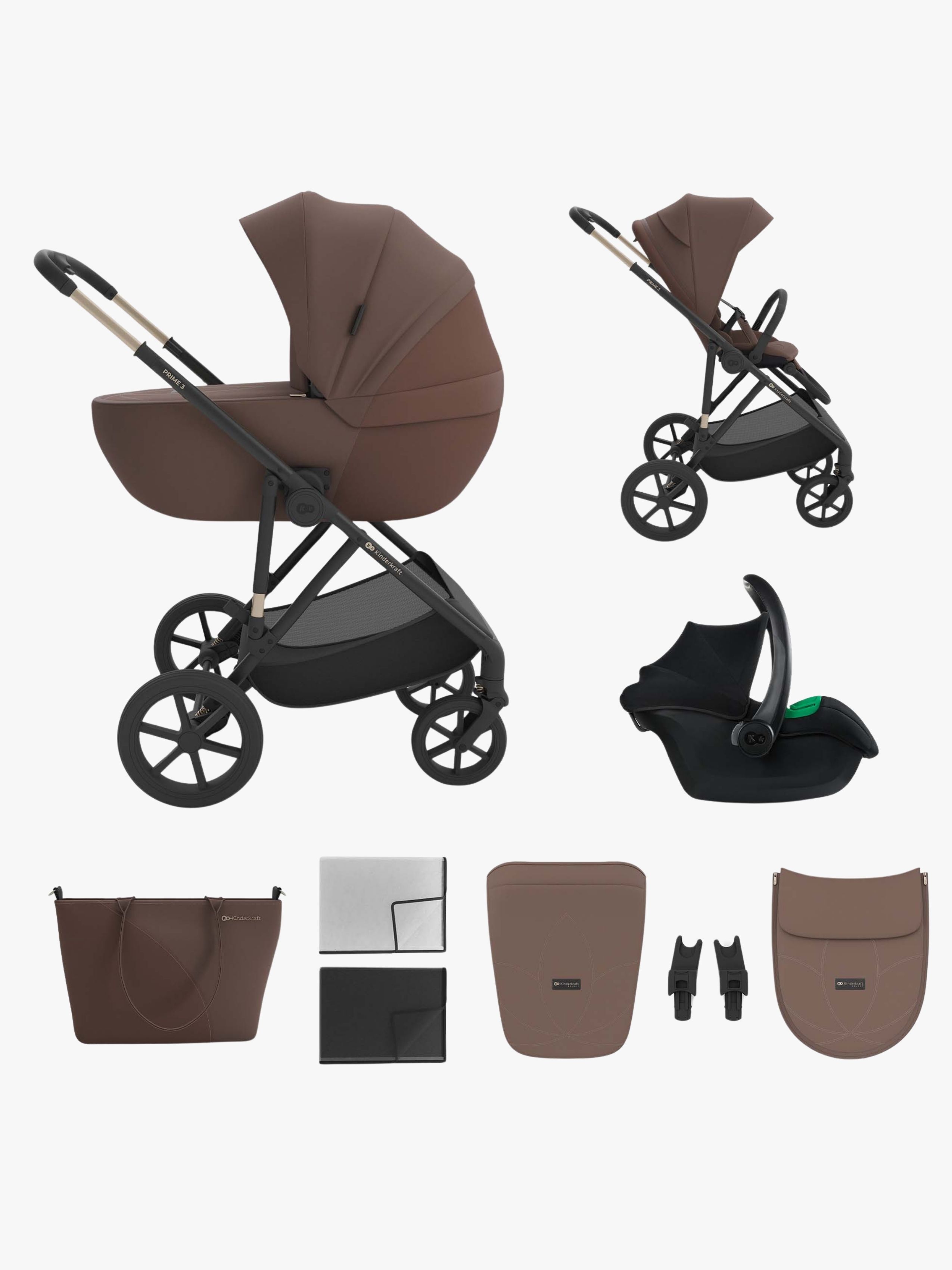 Kinderkraft Prime 3  3-i-1 Duovagn, Velvet Mocca