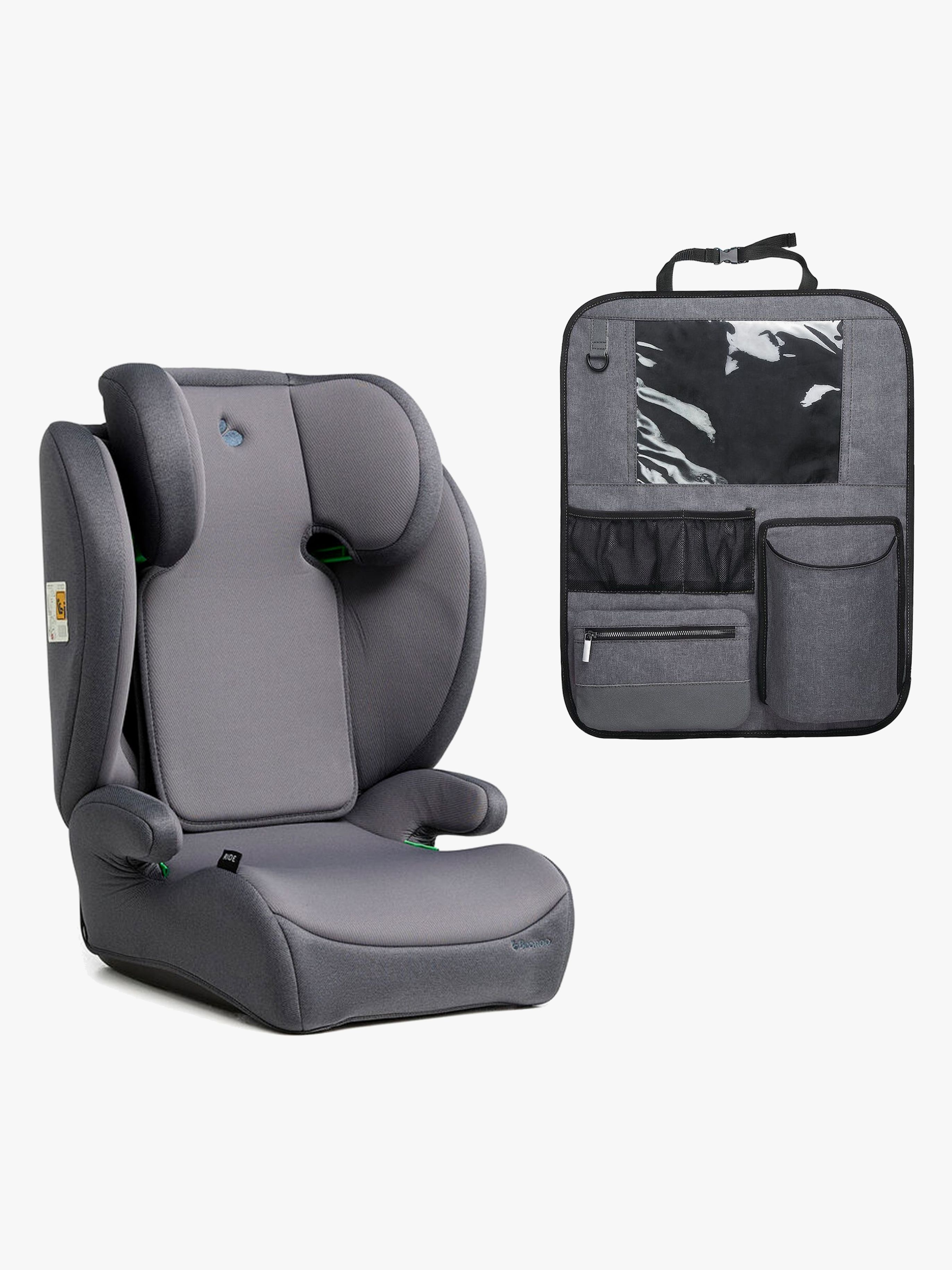 Beemoo Ride i-Size Bältesstol inkl. Beemo Deluxe Sparkskydd med Förvaring, Mineral Grey