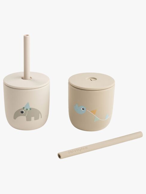 Done By Deer Celebration Sugrörsmugg Silikon 2-Pack, Sand