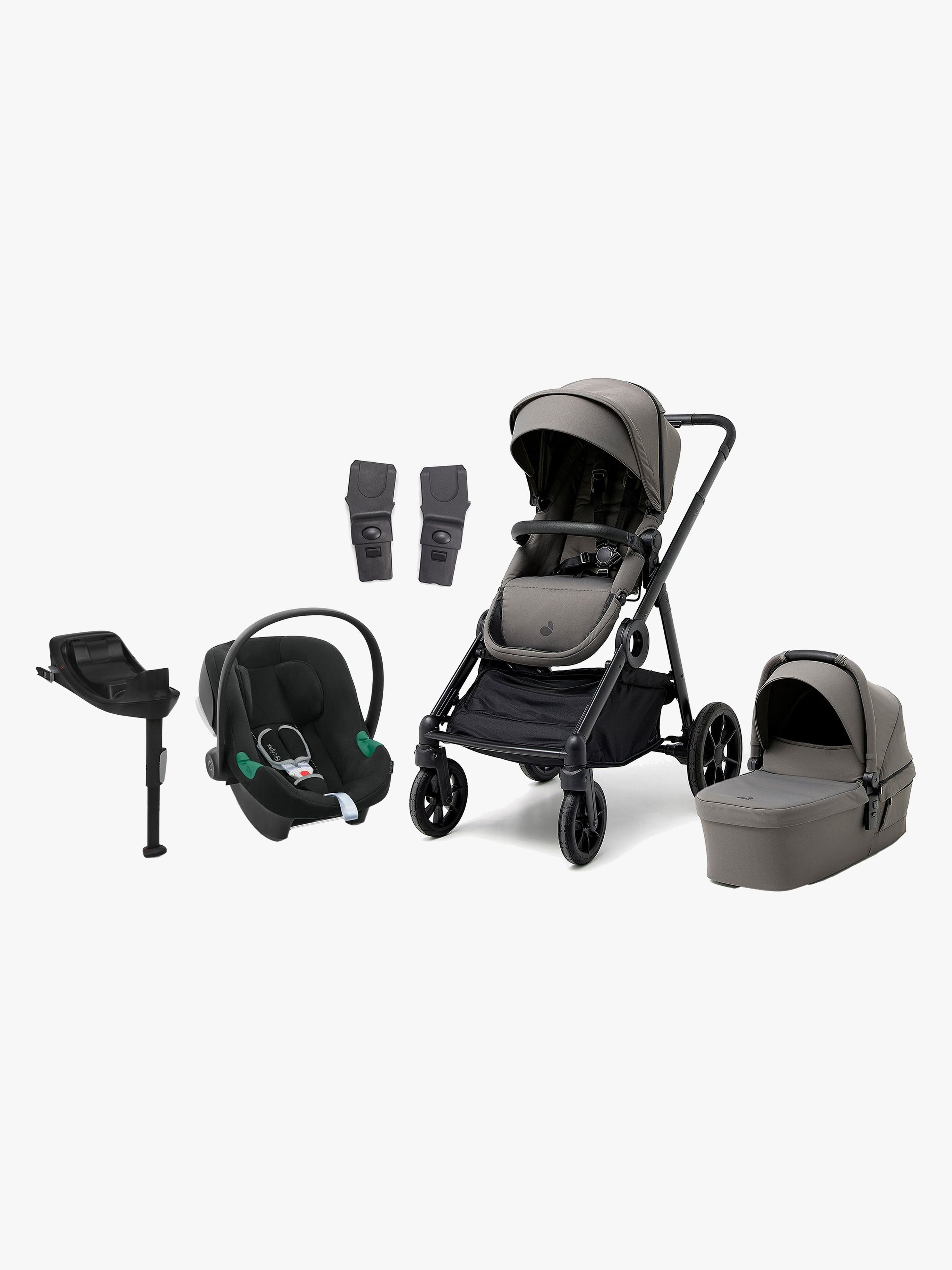 Beemoo Pro Multi 2 Duovagn Inkl. Cybex Aton B2 i-Size Babyskydd &  Bas, Mocha Grey
