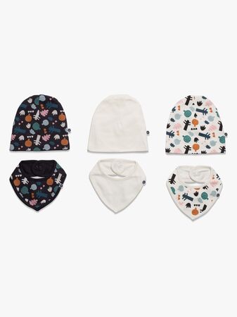 MiniMys Mössa & Bib 6-pack Art, Marshmallow