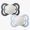 BIBS Supreme Napp 2-Pack Silikon Stl 1 Symmetrisk, Iron Glow/Baby Blue Glow