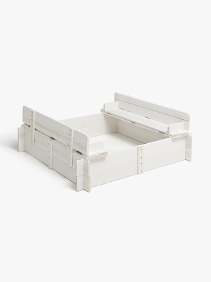 Woodlii Sandlåda med Lock & Bänk, Vit