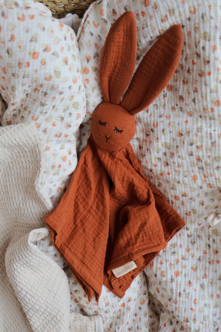 Oh, Poppy! Leia Kanin Snuttefilt Muslin, Warm Rust