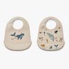 LIEWOOD Tilda Haklapp med Tryck 2-Pack, Sea Creature/Sandy
