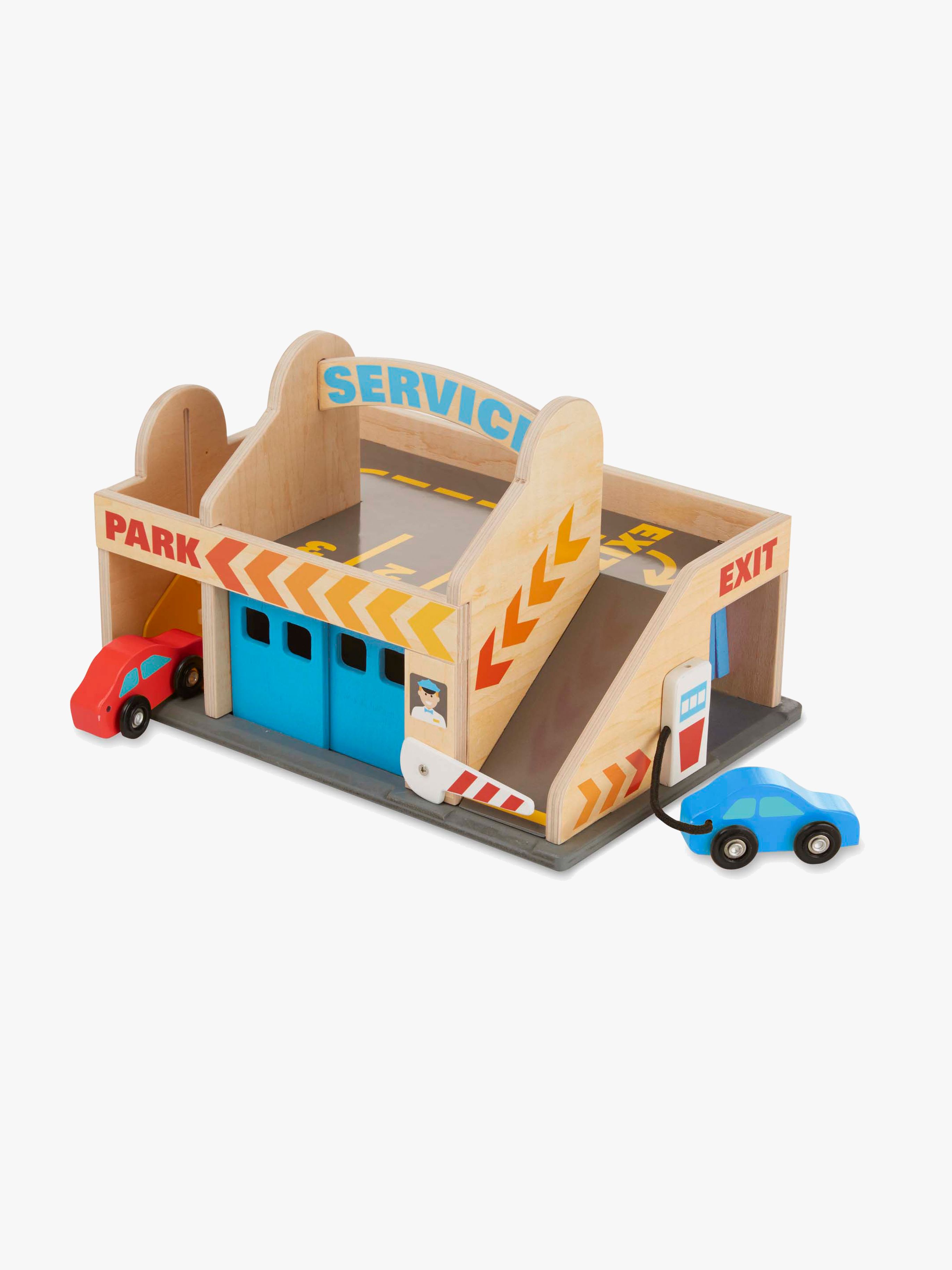 Melissa &  Doug Parkeringsgarage Service med 2 Bilar