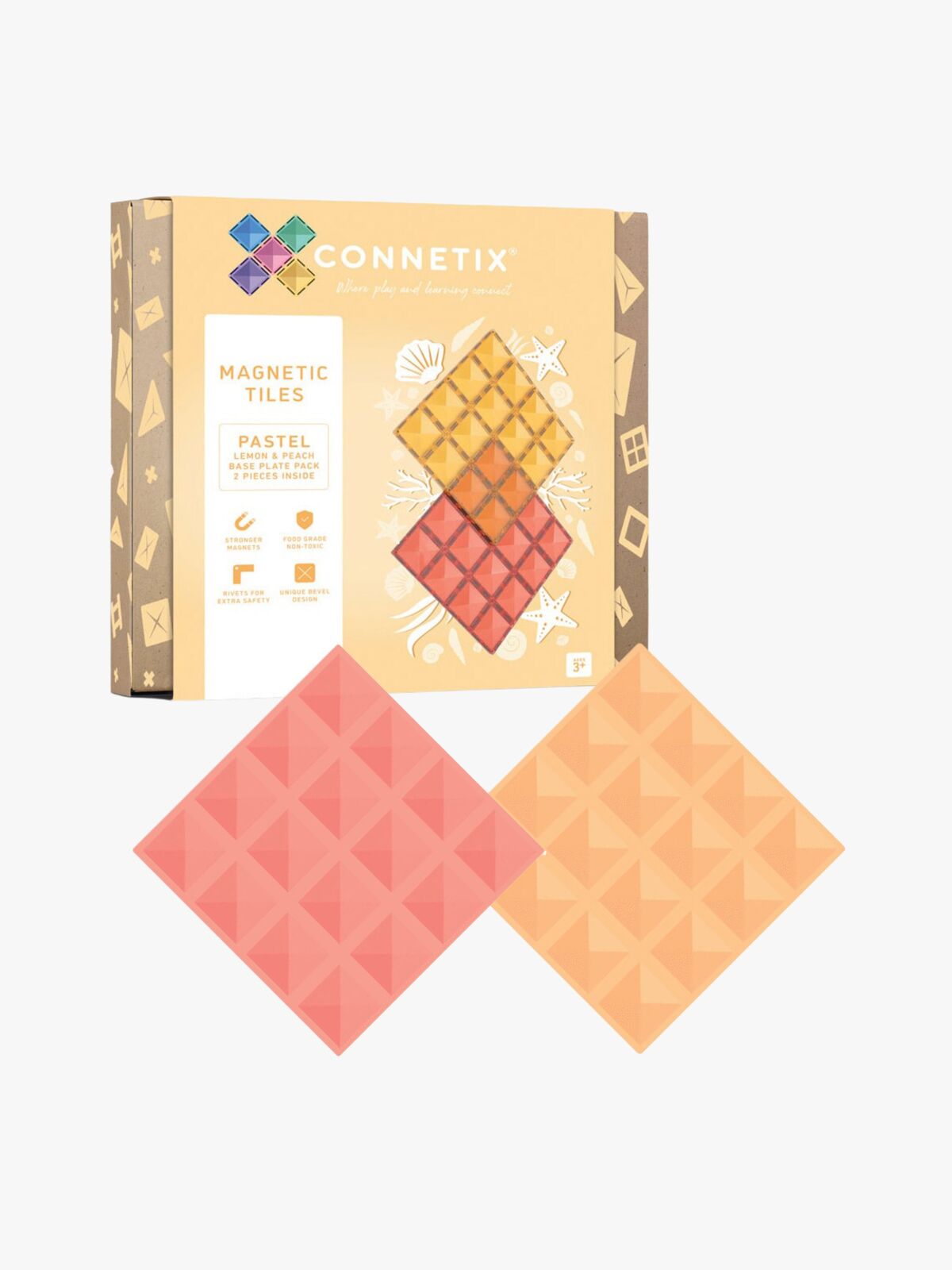 Connetix Bottenplattor 2-Pack, Pastel Lemon & Peach