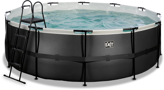 EXIT Svart Läder Pool med Sand Filter Pump 427x122 cm , Svart