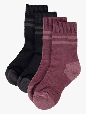 Lindberg Vandra Socken Merinomix 2er-Pack, Black/Dry Rose