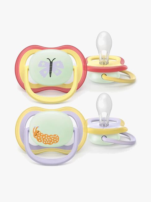 Philips Avent Ultra Air Napp Natt 0–6m 2-Pack, Gul/Lila