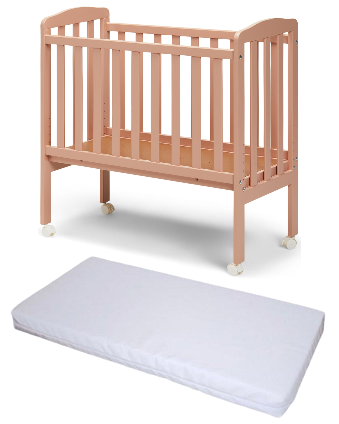 JLY Bedside Crib med BabyDan Madrass Comfort 40×84 Dusty Pink