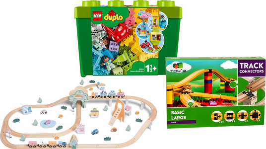 Byggpaket med tågbanor och Lego Duplo