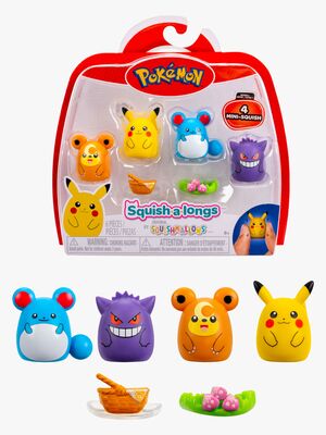 Squishmallows Squishalongs Pokémon Figurset Pikachu, Gengar, Teddiursa & Marill 4-Pack
