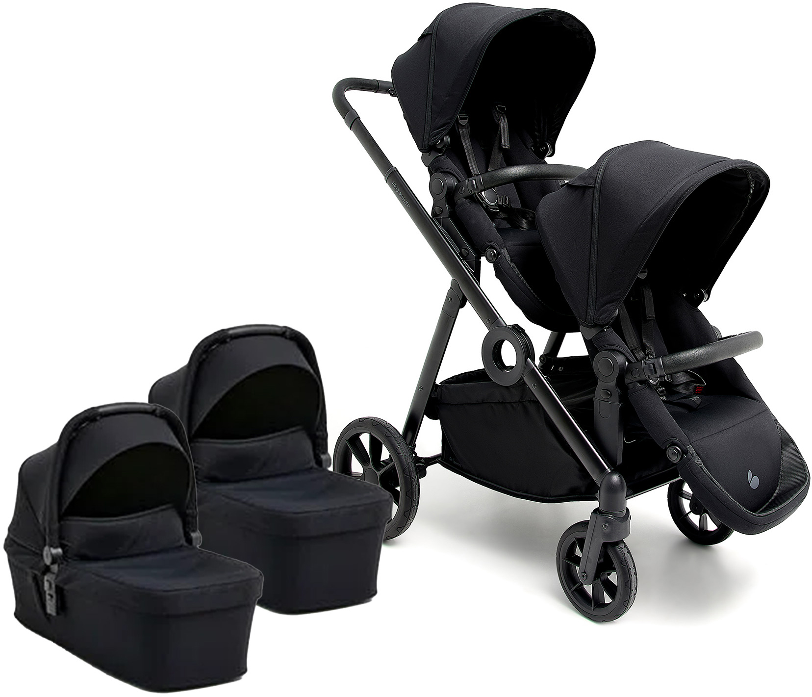 Beemoo Pro Multi 2 Tvillingvagn, Coffee Black