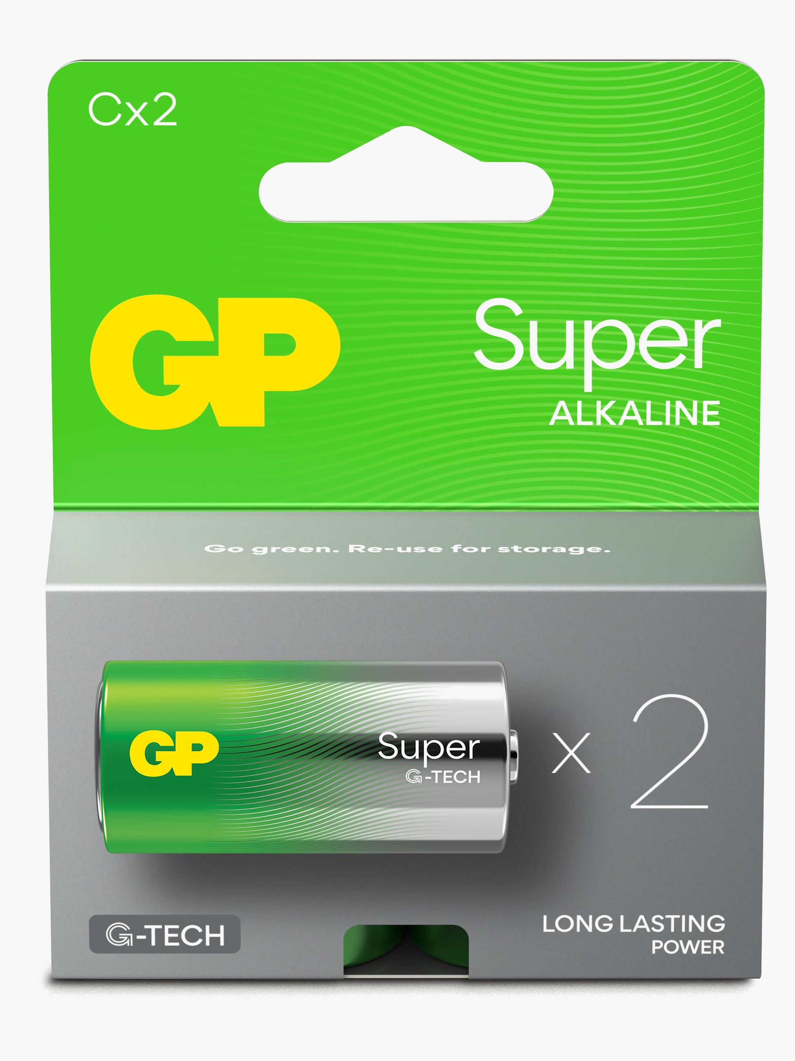GP Super Alkaline G-TECH C/LR14 Batterier 2-Pack