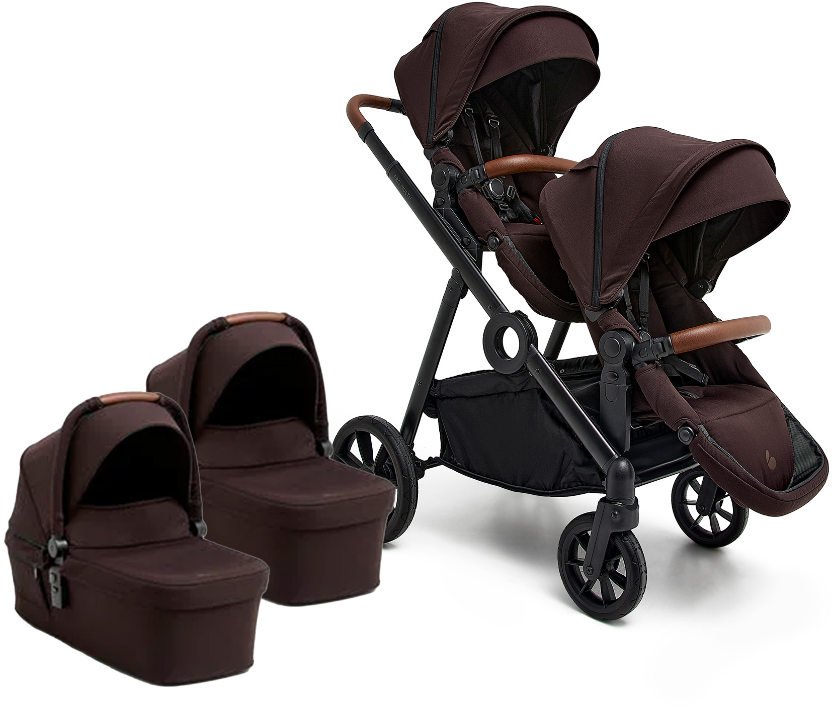 Beemoo Pro Multi 2 Tvillingvagn, Espresso Brown