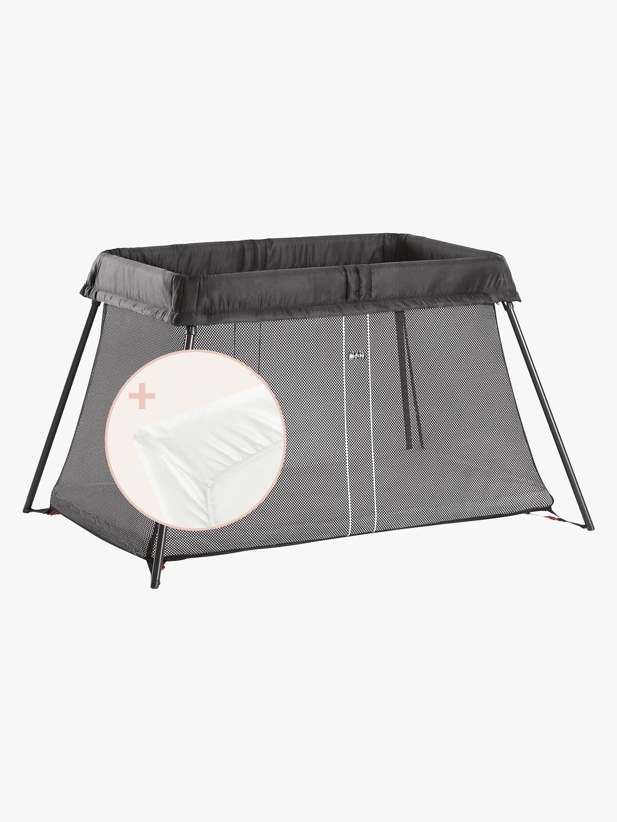 BabyBjörn Light Resesäng med Överdragslakan, Svart