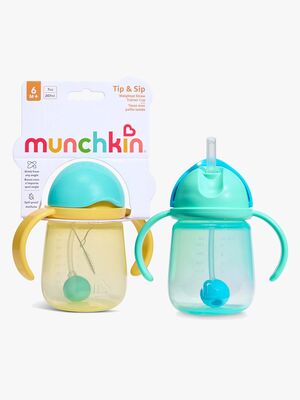 Munchkin Tip & Sip Sugerørskopp 207 ml 2-Pakning, Blue/Yellow