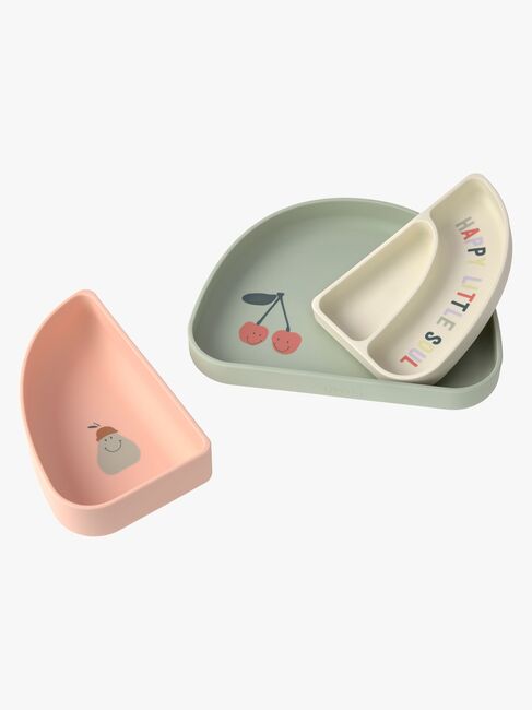 Lässig Tallrik Silikon 3-Pack, Happy Fruits Cherry