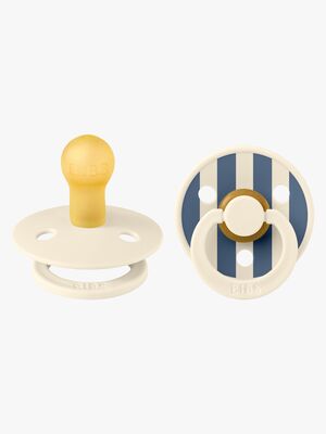 BIBS Studio Colour Napp 2-Pack Latex Stl 1 Rund, Pin/Ivory Steel Blue Mix