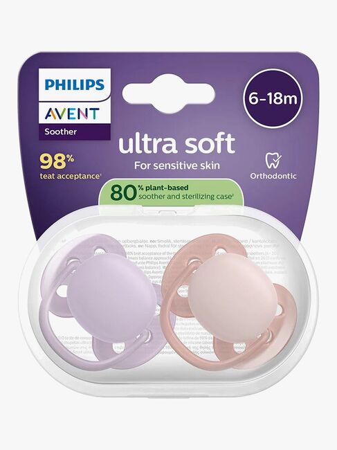 Philips Avent Ultra Soft Napp 6–18m 2-Pack, Lila/Rosa