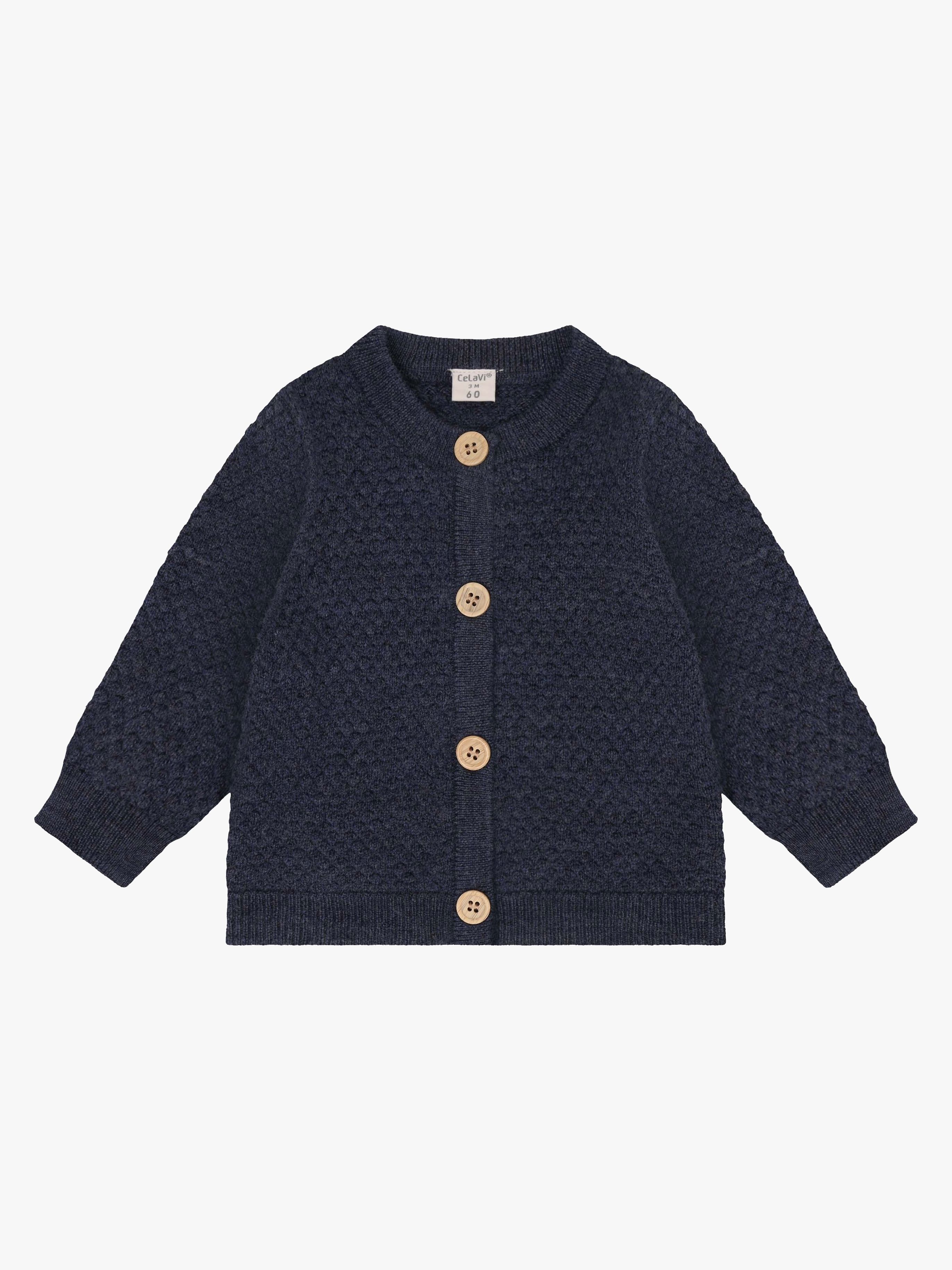 CeLaVi Stickad Kofta Merinoull, Ombre Blue Melange, 60