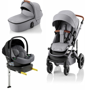Britax Smile 5Z Duovagn inkl. Beemoo Route Babyskydd & Bas, Frost Grey/Mineral Grey