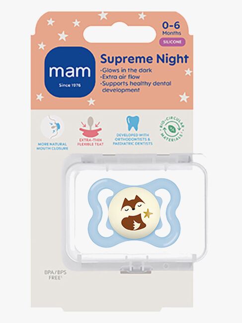 MAM Supreme Night Napp Silikon 0-6m, Blå