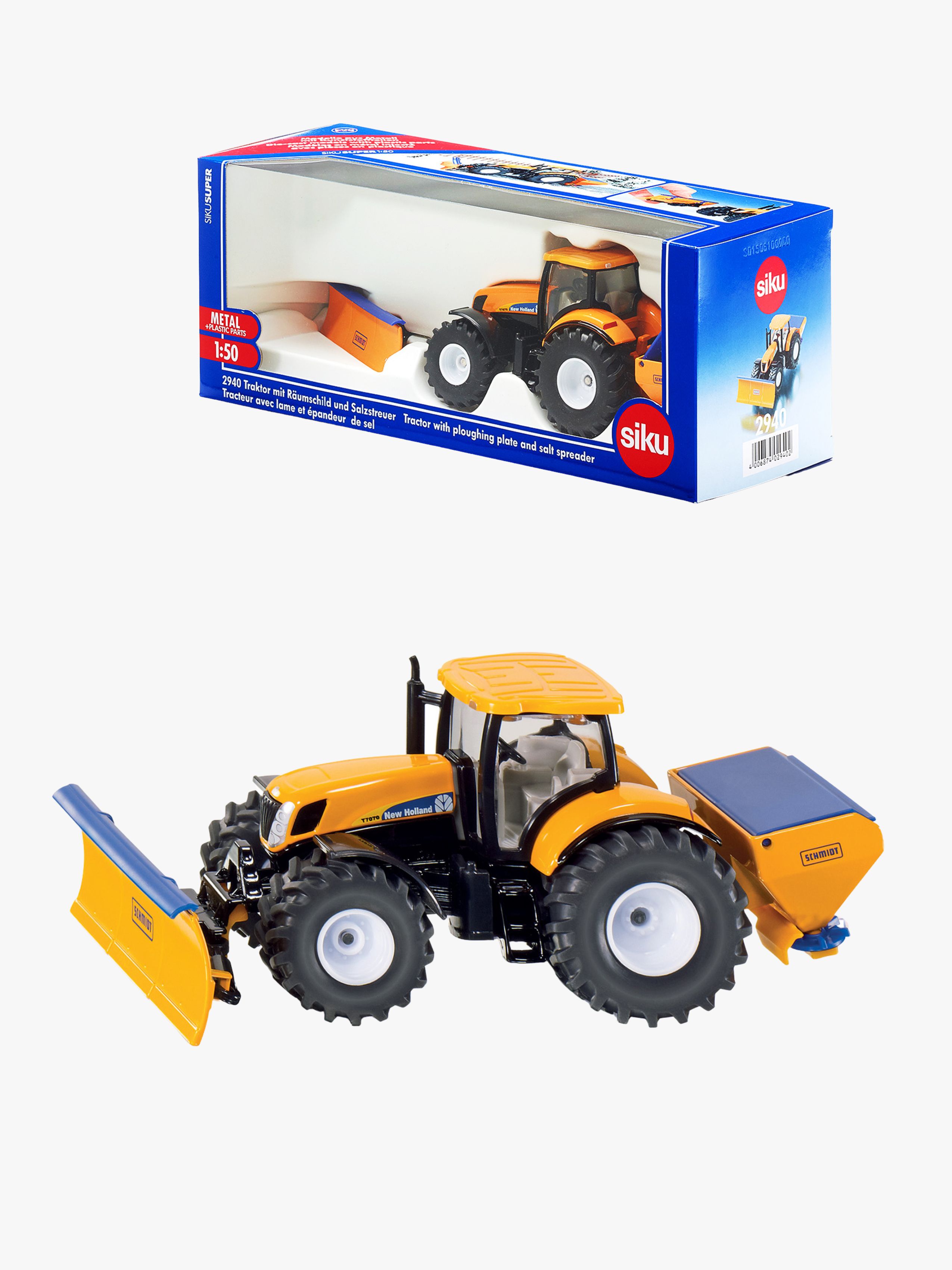SIKU Traktor med Plog &  Saltspridare 1:50