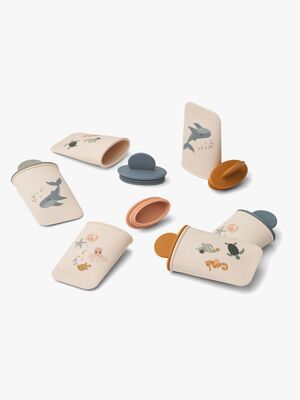 LIEWOOD Malik Mönstrad Mini Glassform 6-Pack, Sea Creature/Sandy