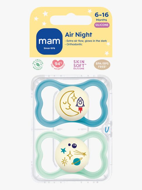 MAM Air Night Silikon Nappar 6-16m, Blå