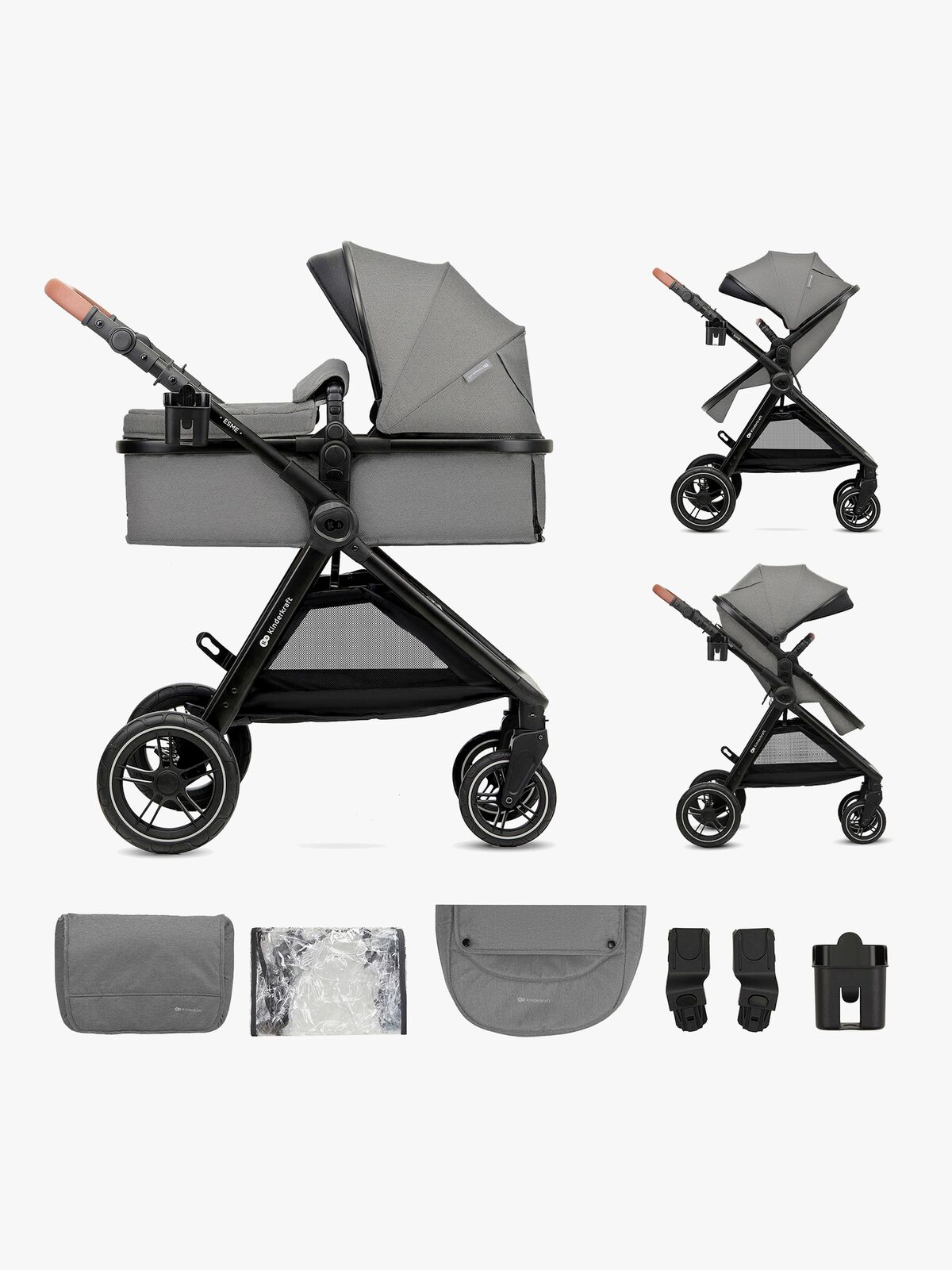 Kinderkraft ESME 2-in-1 Duovagn, Moonlight Grey