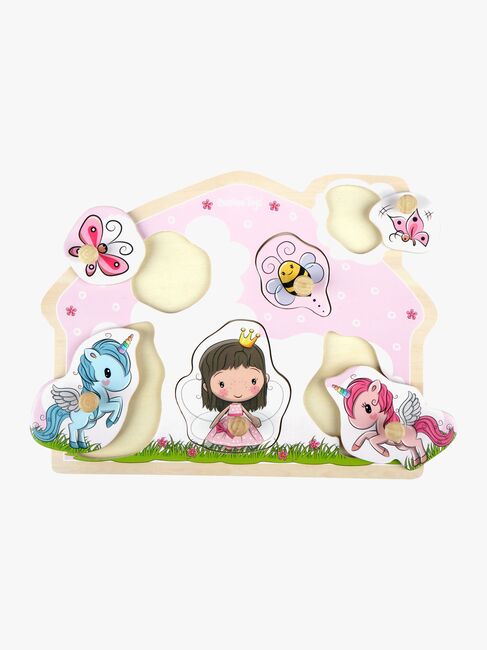 Barbo Toys Knoppussel Prinsessa & Enhörning i Trä Lillie & Ellie 6 Bitar