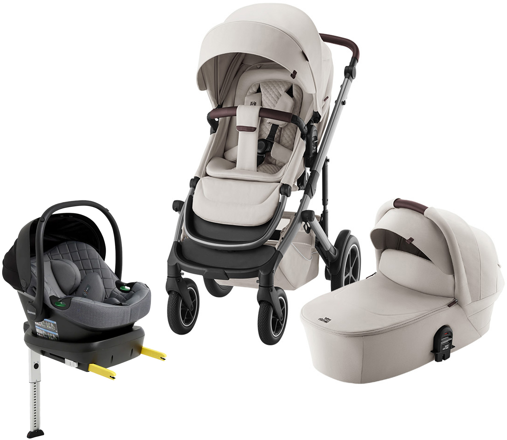 Britax Smile 5Z Duovagn inkl. Beemoo Route Babyskydd &  Bas Soft Taupe Lux/Mineral Grey