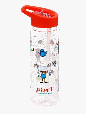 Pippi Langstrømpe Splintfri Drikkedunk 550 ml, Rød/Transparent