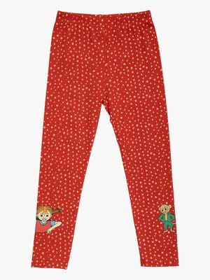 Peppi Pitkätossu Pilkku Leggingsit, Punainen/Vaaleanpunainen