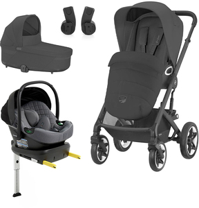 Cybex TALOS S Lux Duovagn inkl. Beemoo Route Babyskydd & Bas, Moon Black/Mineral Grey