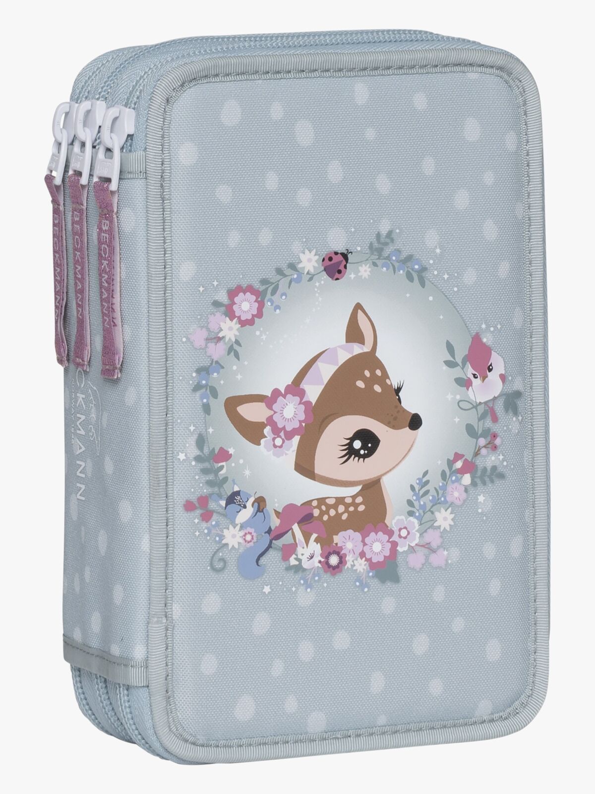 Beckmann Fylld Trippelpennfodral, Forest Deer Dusty Mint